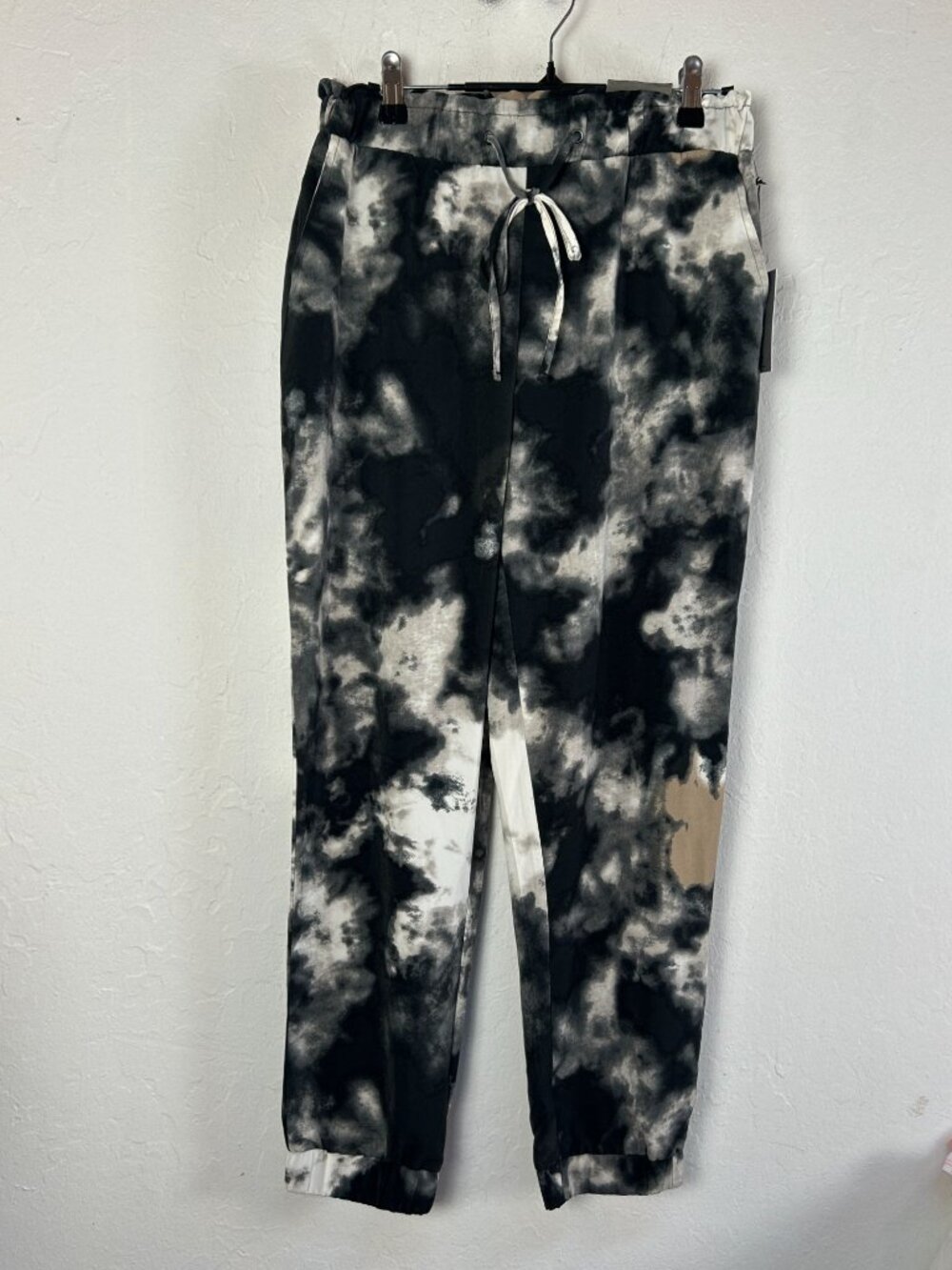 One By Chapter One Womens Black Tie-Dye Jogger Pants S/P Sport Wear Stretch New